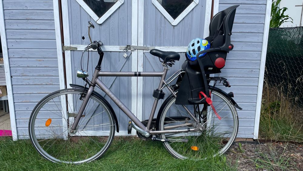 Rower męski 28" + fotelikiem + kask