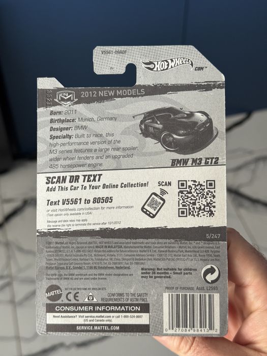Hot Wheels BMW M3 GT2 E92 2012 pierwsze wydanie czarna protektor IGŁA