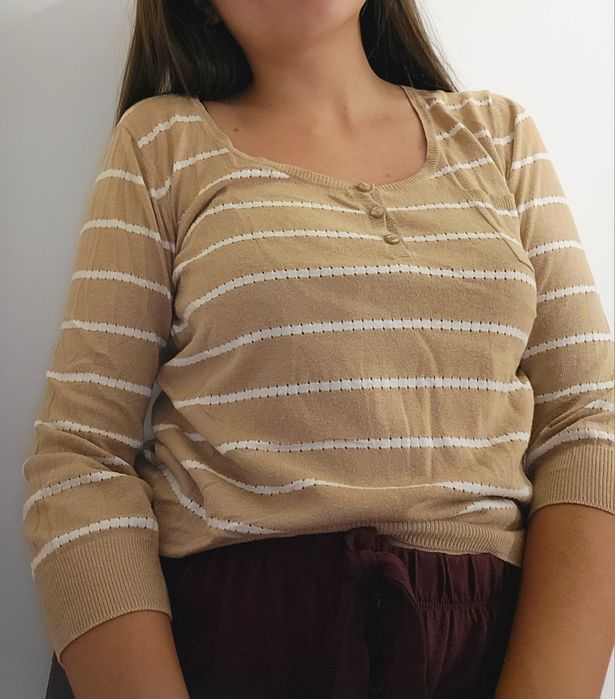 Camisola bege c/ riscas | Springfield