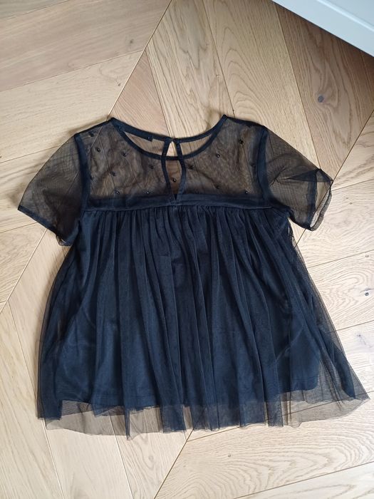 Bluzka czarna sinsay szyfonowa z perełkami XS