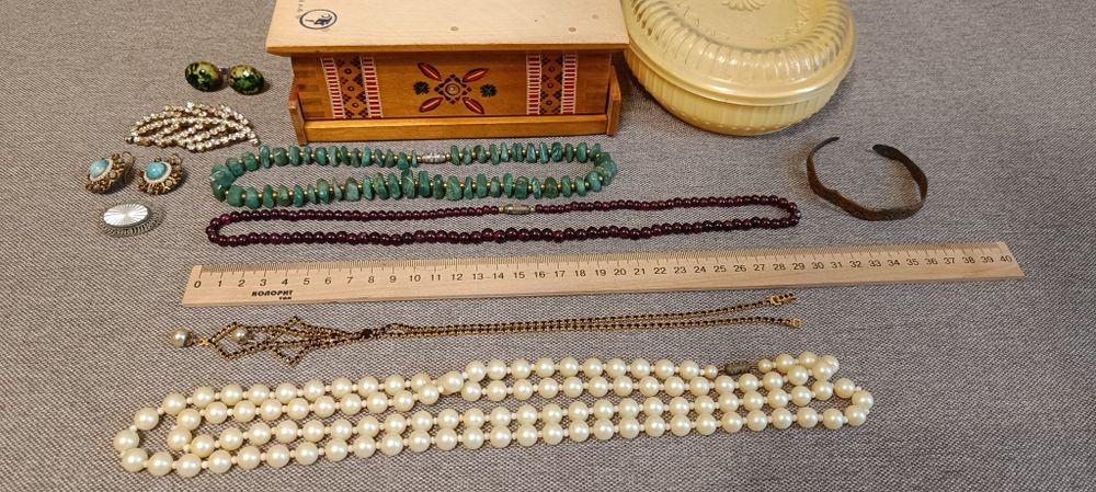 Гранатовые бусы, нефритовые, бижутерия