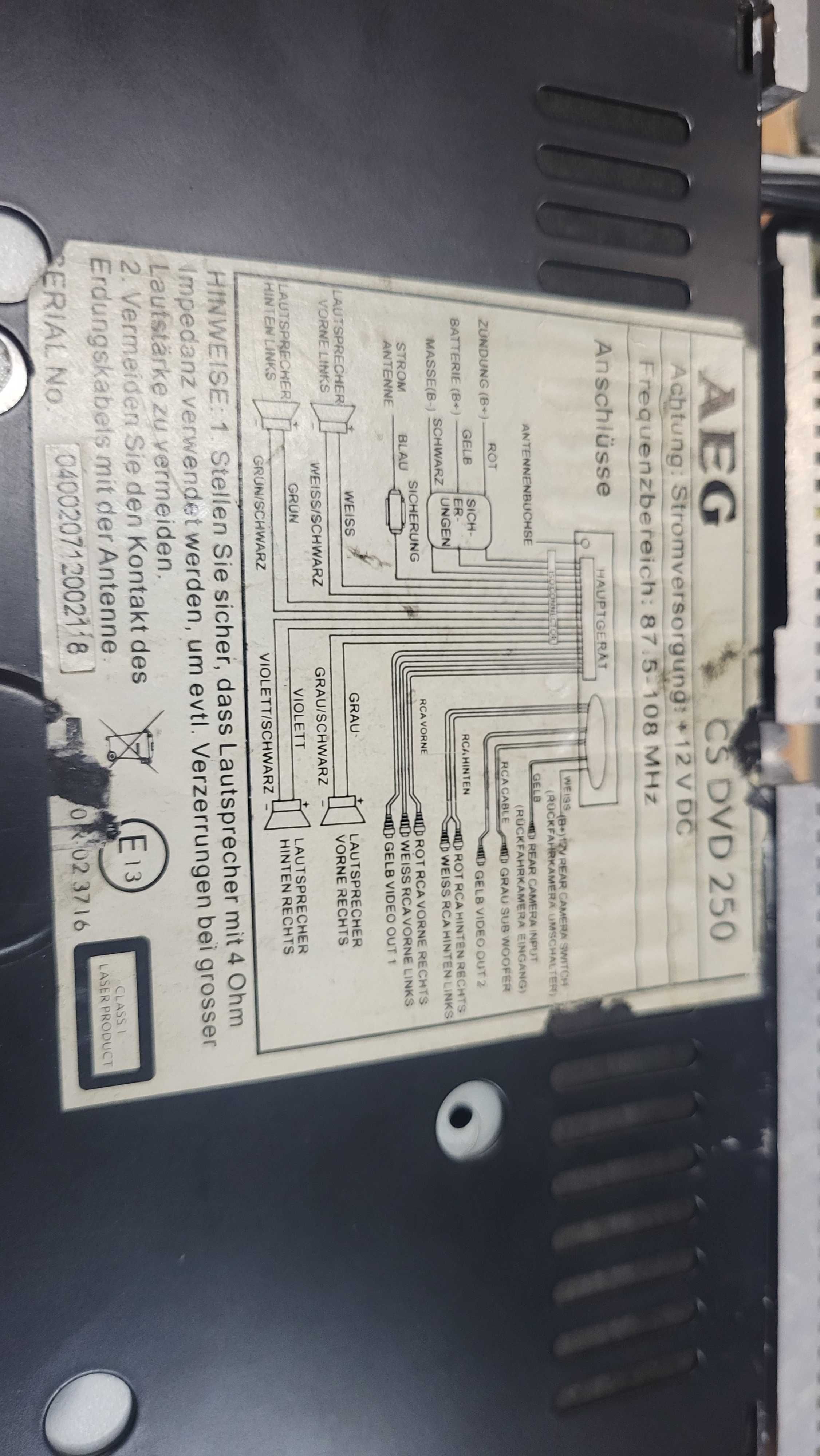 Radio samochodowe AEG CS DVD 250 Komis Madej Tarnów