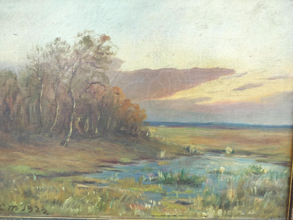 Stary obraz na płótnie sygnowany C M 1923  .
