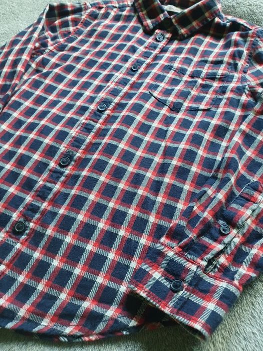 Koszula bawełniana w kratkę Monoprix Kids marine 110-116cm