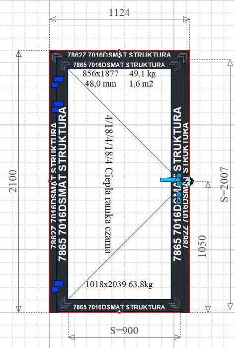 Drzwi aluminiowe przeszklone CIEPŁE 1124 x 2100 Drzwi wejściowe