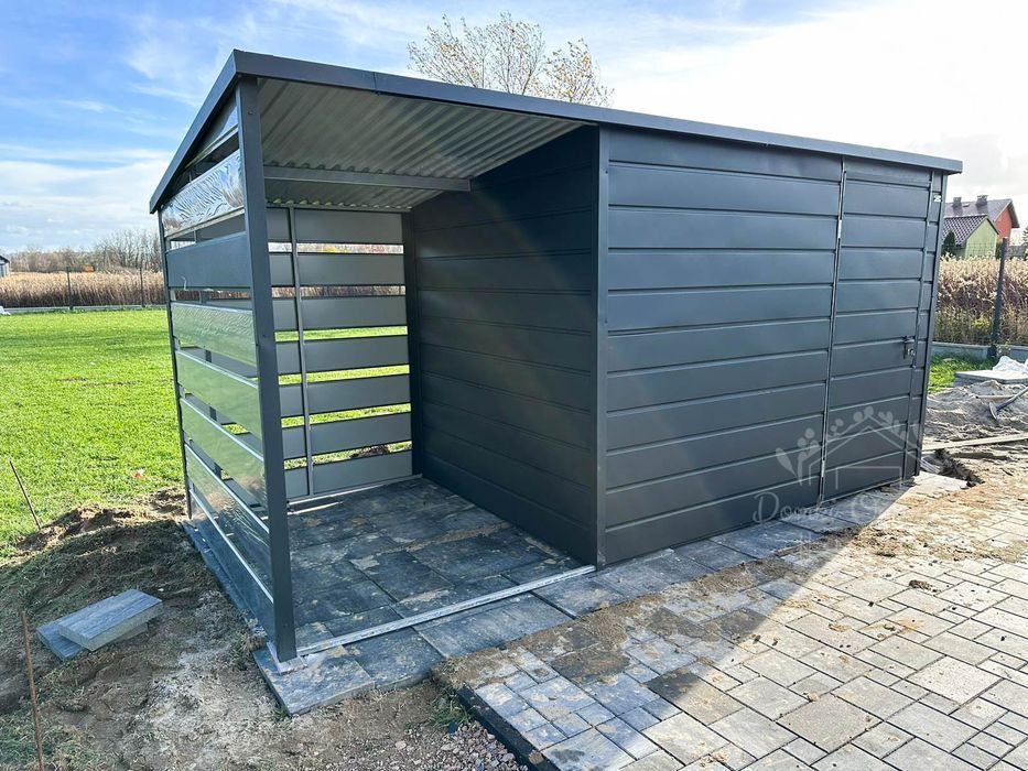 Domek Ogrodowy Schowek 3x2 wiata 1,5x2 okno Antracyt  ID436