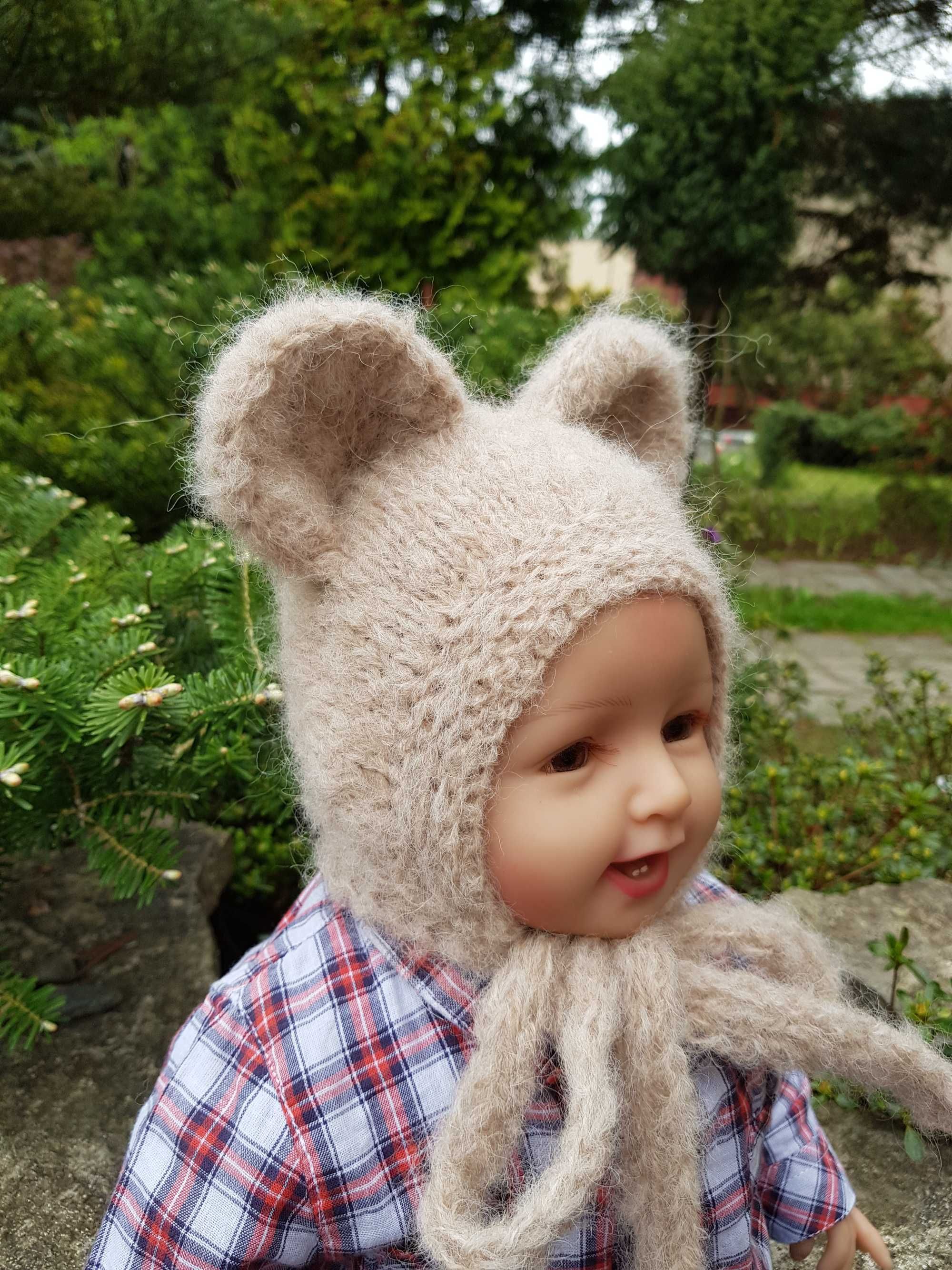Czapka Beżowa Mysz 54/56 alpaka/merynos