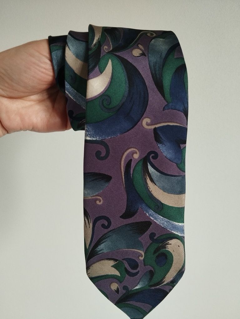 Krawat jedwabny 100% silk kolorowy, lila 9cm Da Vinci