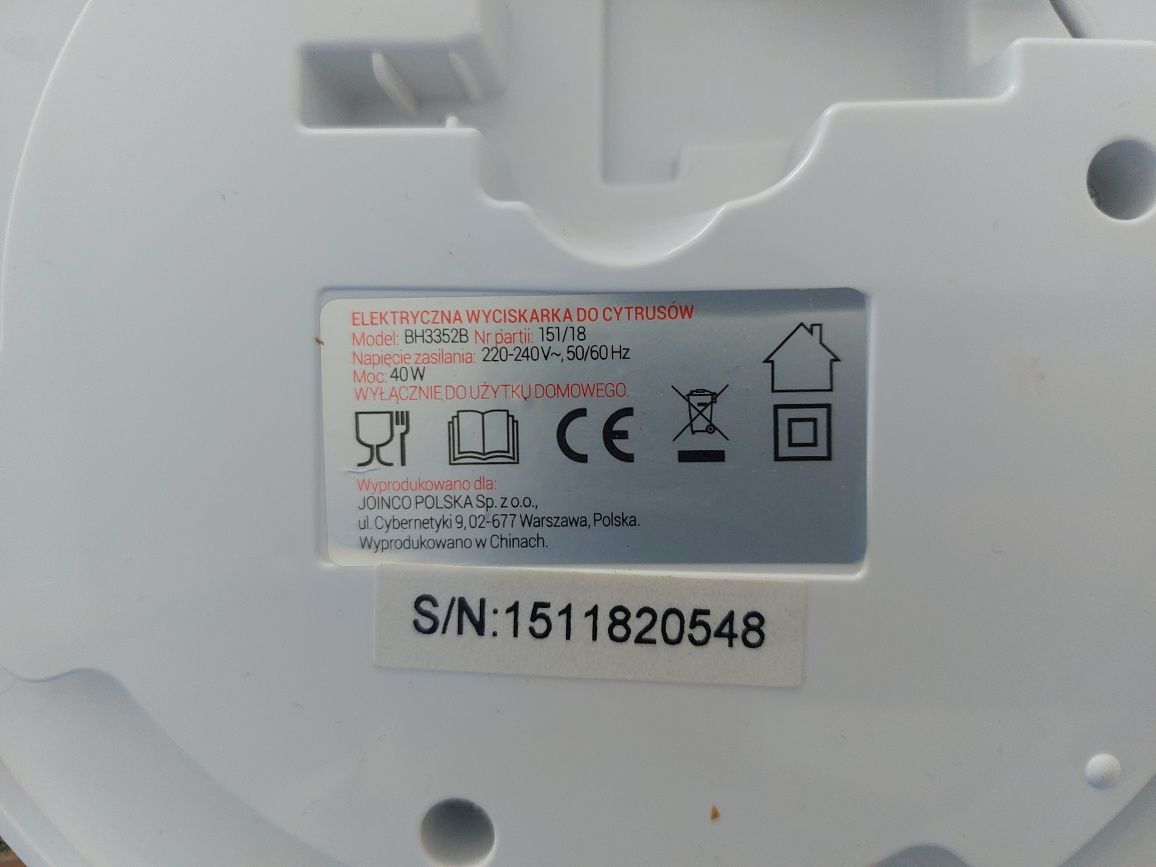 Elektryczna wyciskarka do cytrusów Hoffen