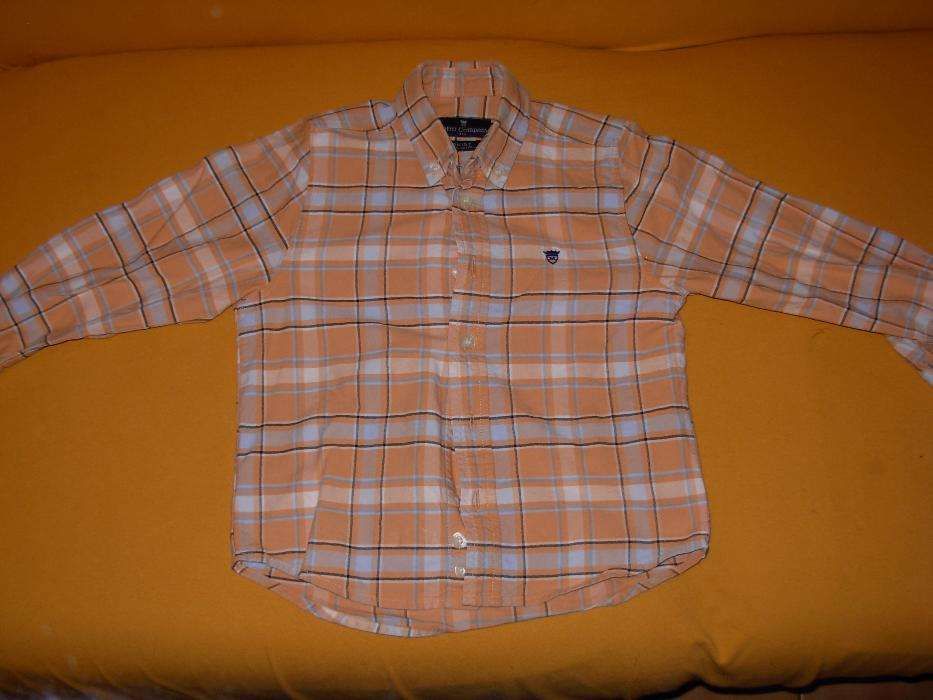 Camisola Pré Natal Creme + Camisa Metro Company Laranja quadrados4 ano