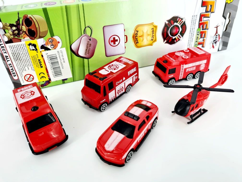 Nowy zestaw samochodzików Straż Pożarna autka - zabawki