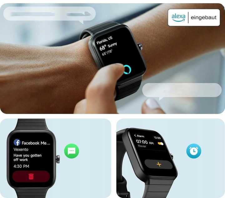 Smartwatch IDW15, Bluetooth, IP68, dla Android/iOS, czarny