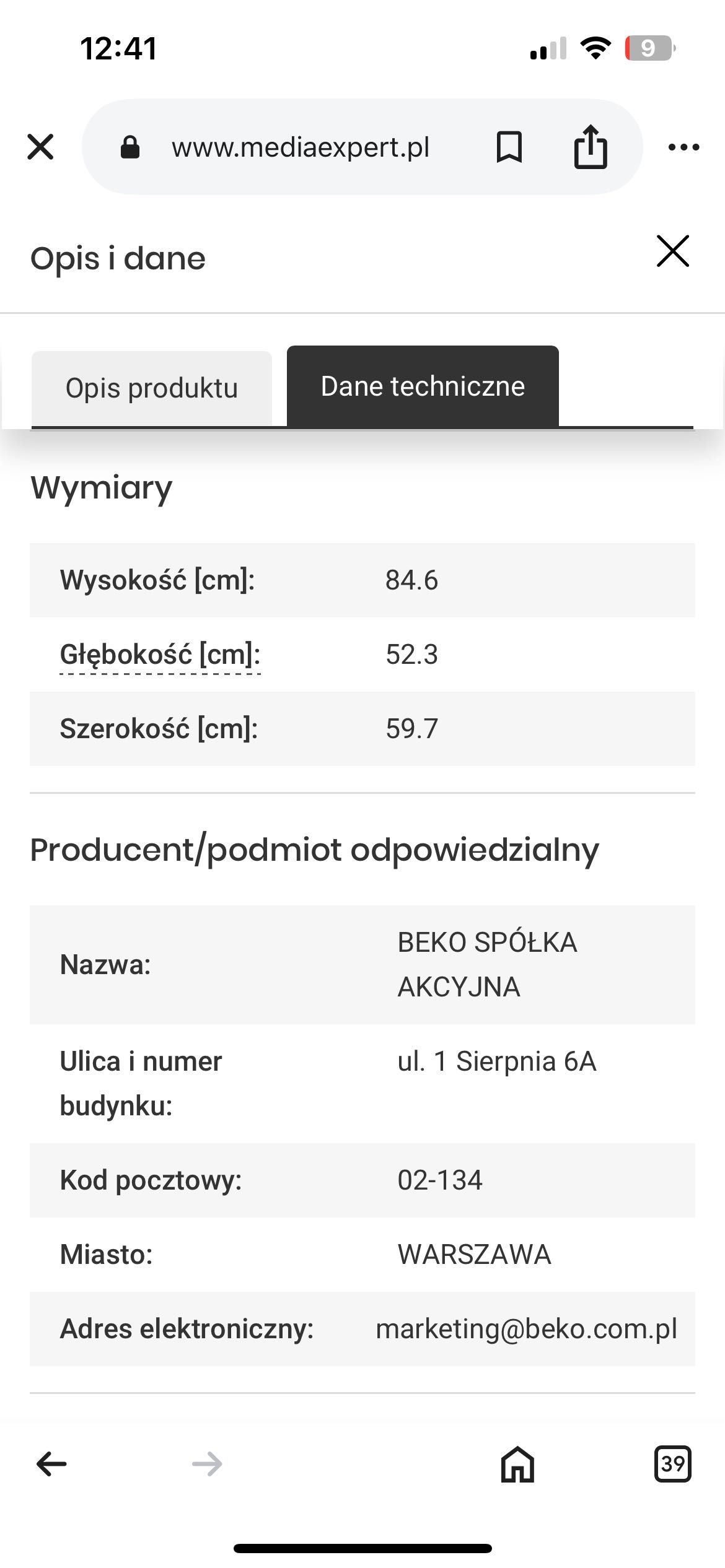 Suszarka Beko model DS 7433 RX
