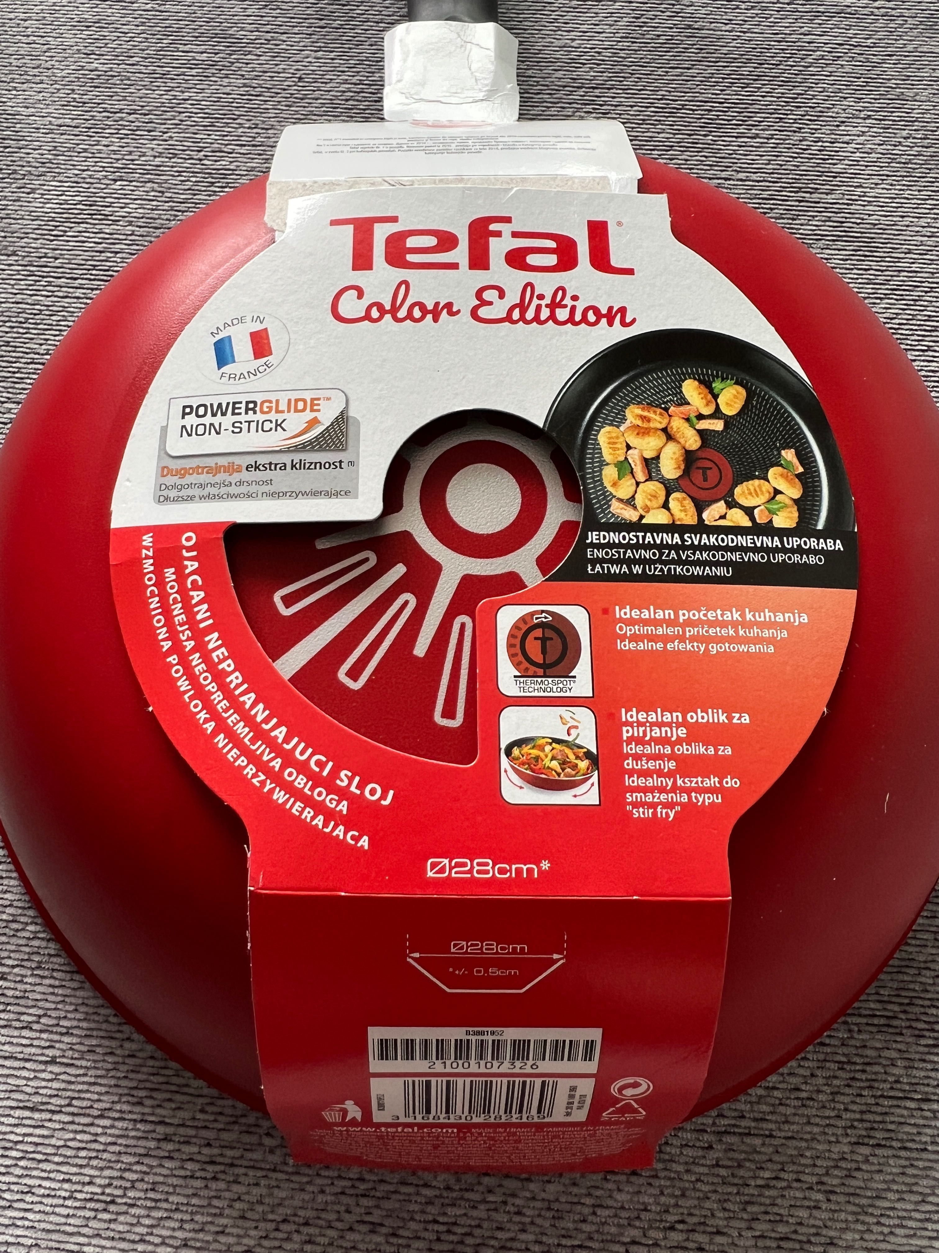 Czerwona patelnia wok TEFAL Color Edition 28cm nieprzywierająca nowa