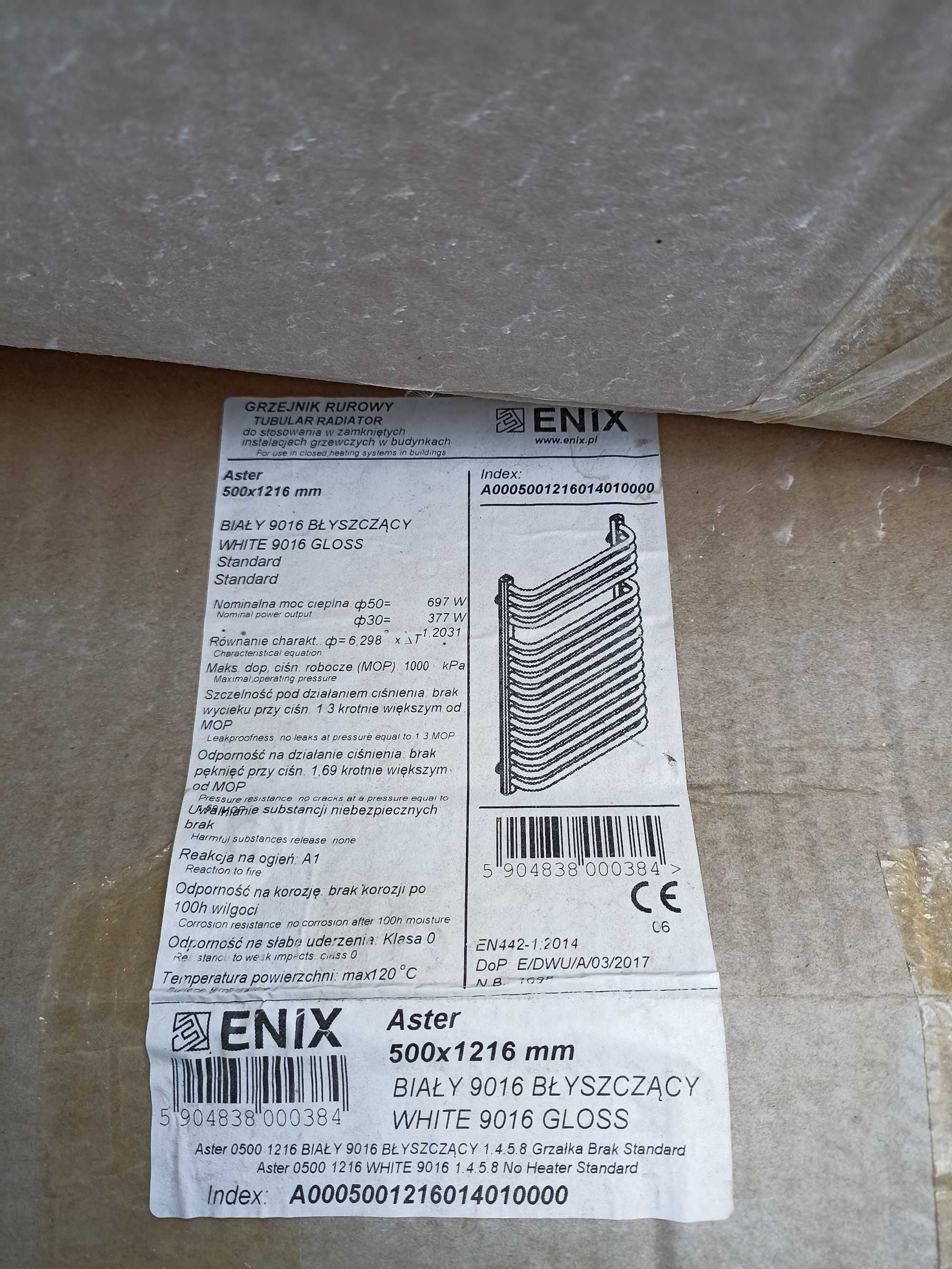 Grzejniki łazienkowe drabinkowe Enix Aster białe NOWE