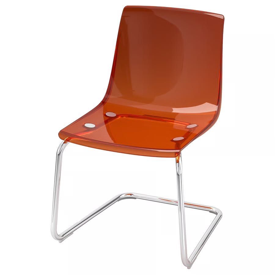 2 cadeiras TOBIAS IKEA, transparente castanho-avermelhado/cromado
