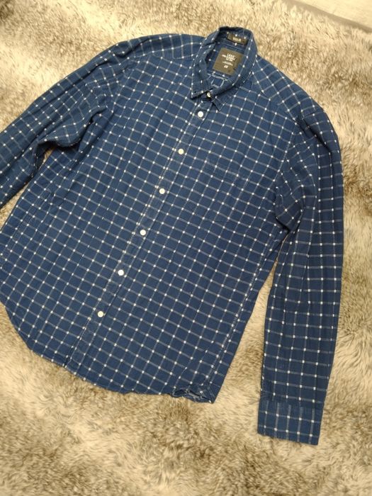 Koszula granatowa w białą kratkę kratę h&M L/XL