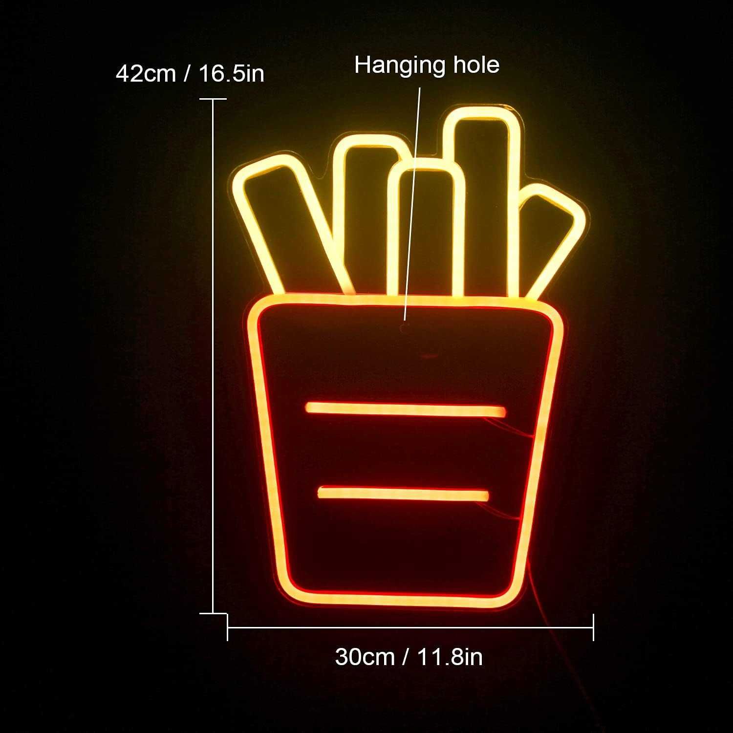 Sinal Luminoso Néon LED em Acrílico Forma de Pacote de Batatas Fritas
