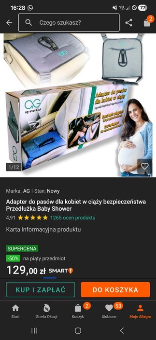 Adapter do pasów samochodowych dla kobiet w ciąży