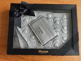 Dune London zestaw nowy kosmetyczka kopertówka  srebrna