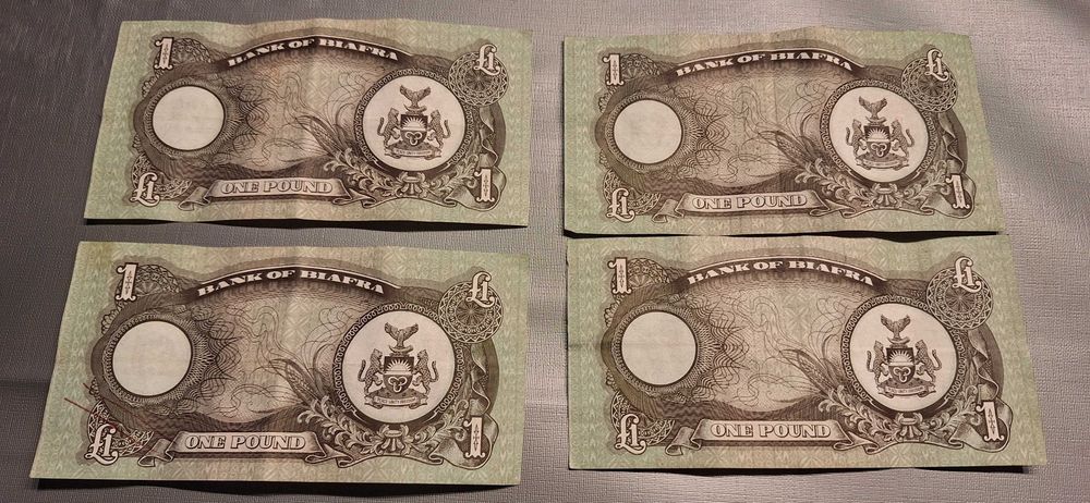 4 NOTAS de 1 Pound, Bank Of Biafra