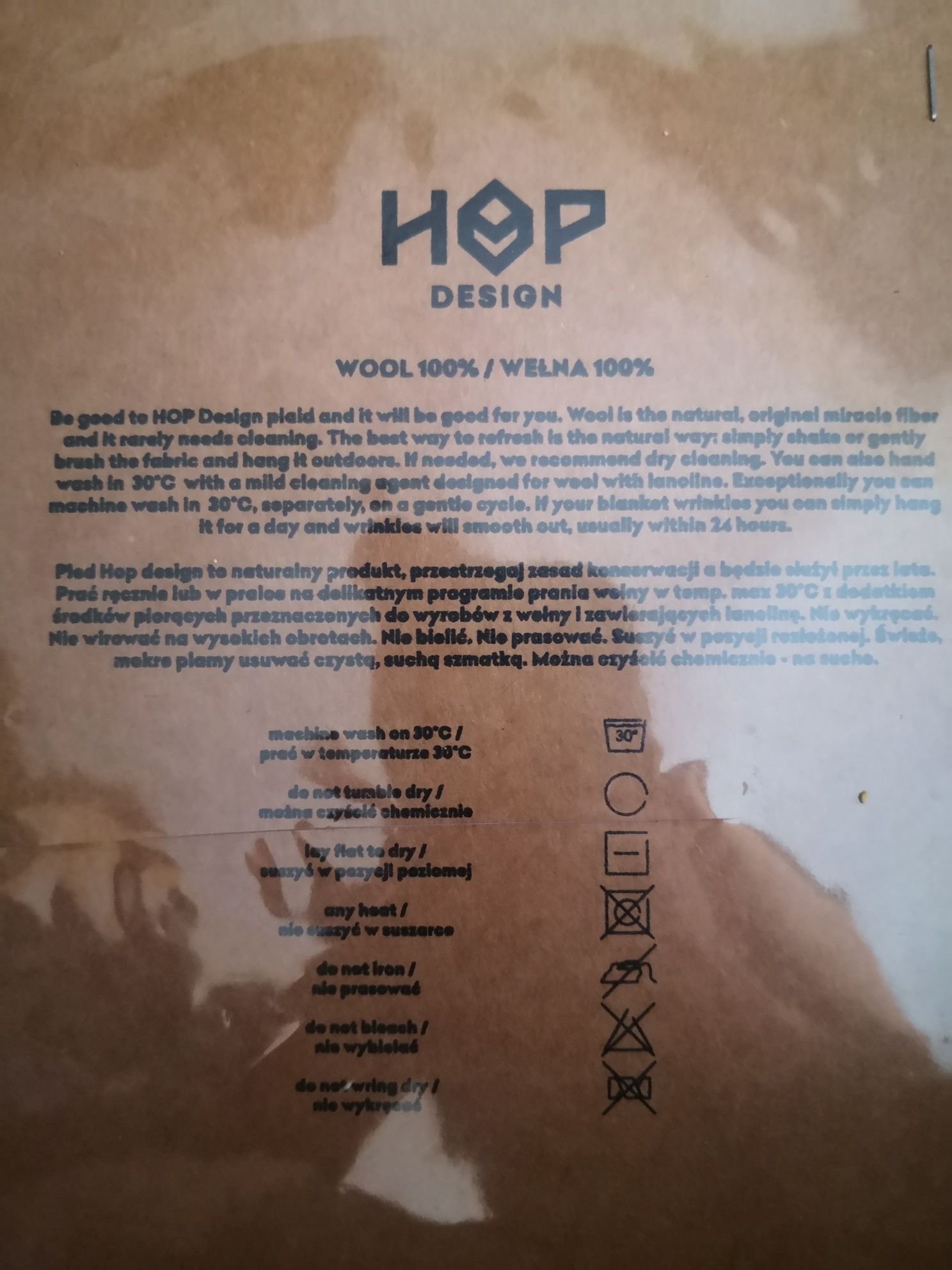 Hop Design Koc 100% wełna naturalna bardzo ciepły nowy