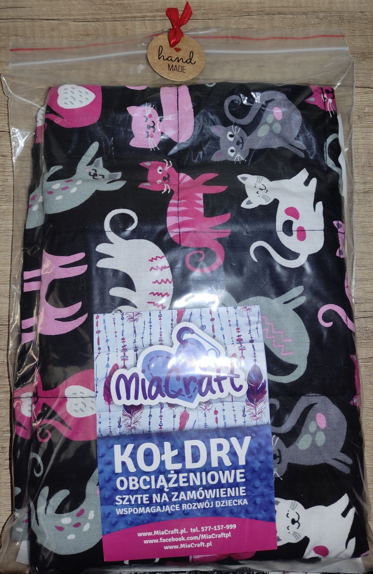 Kołderka obciążeniowa -kołdra do terapii SI KOTKI+MINKY 1200g. 70x80cm