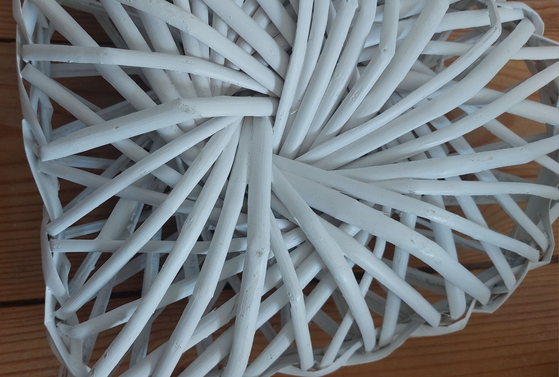 Wiklinowe serce duże ozdobne białe 35cm 2szt