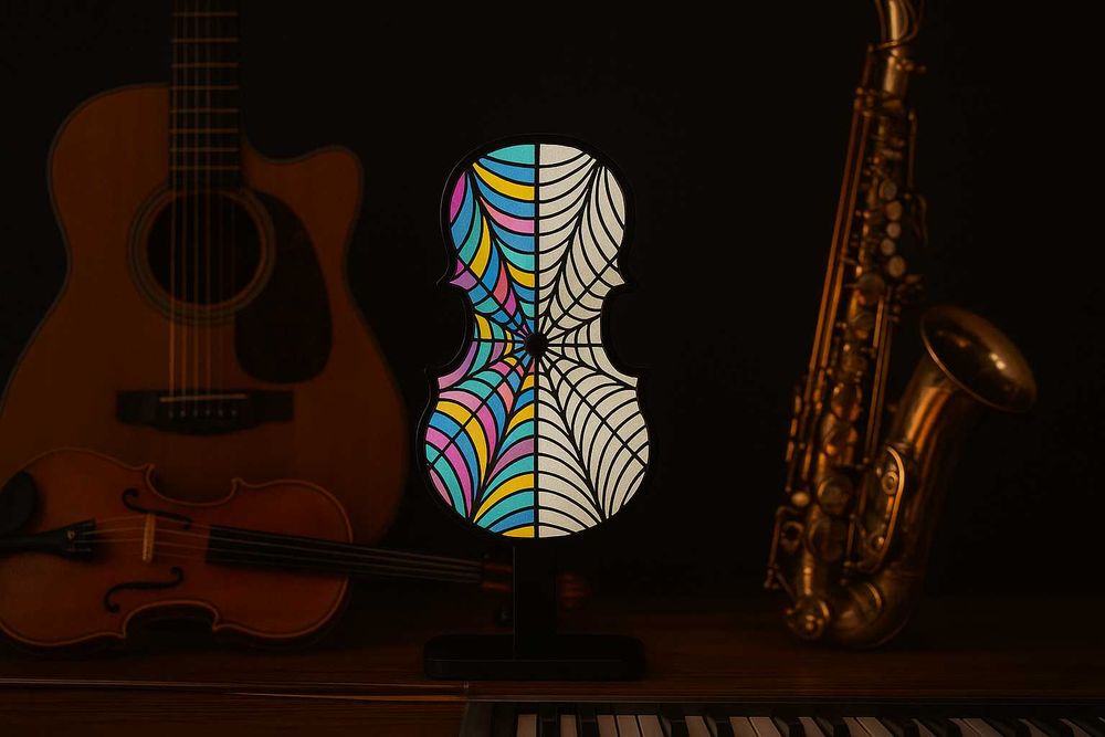 Lampka 3D – Skrzypce Wednesday | Lightbox LED handmade