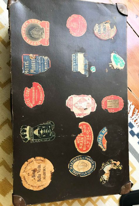 mala de viagem vintage autocolantes hotéis arca arrumos
