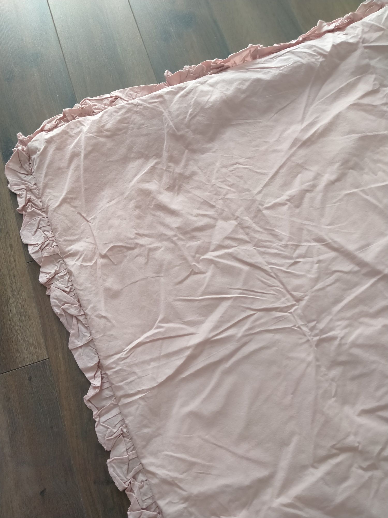 Pościel pudrowy róż dla dziewczynki falbanka 120x140