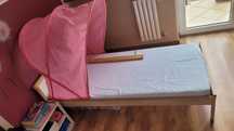 Łóżko dziewczęce drewniane IKEA SNIGLAR + Baldachin różowy