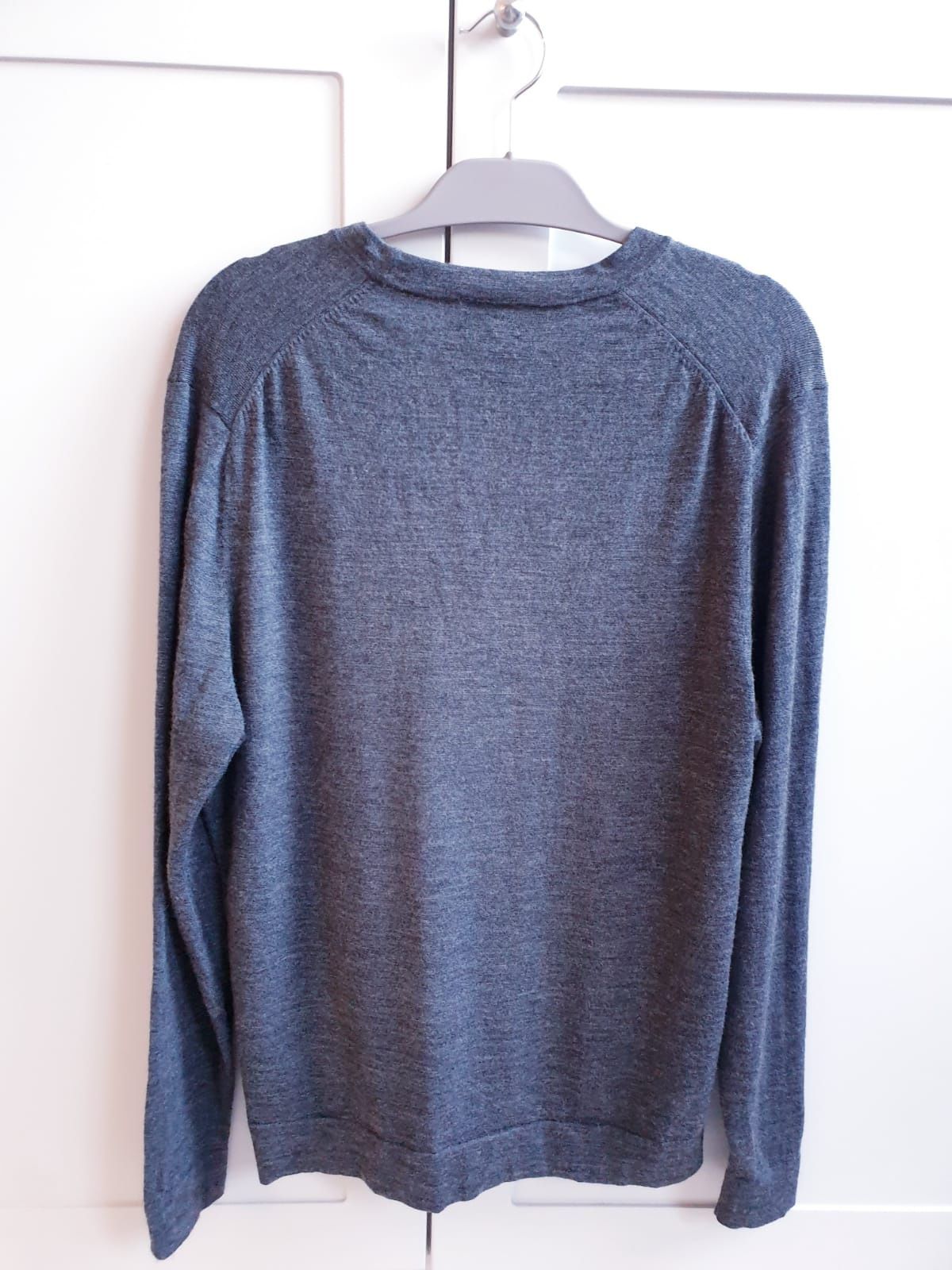 Szary sweter wełniany zapinany męski L H&M wełna merino