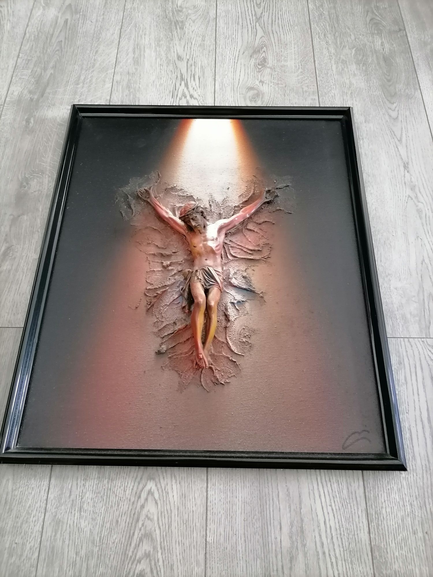 Quadro de Cristo e relevo 58x48