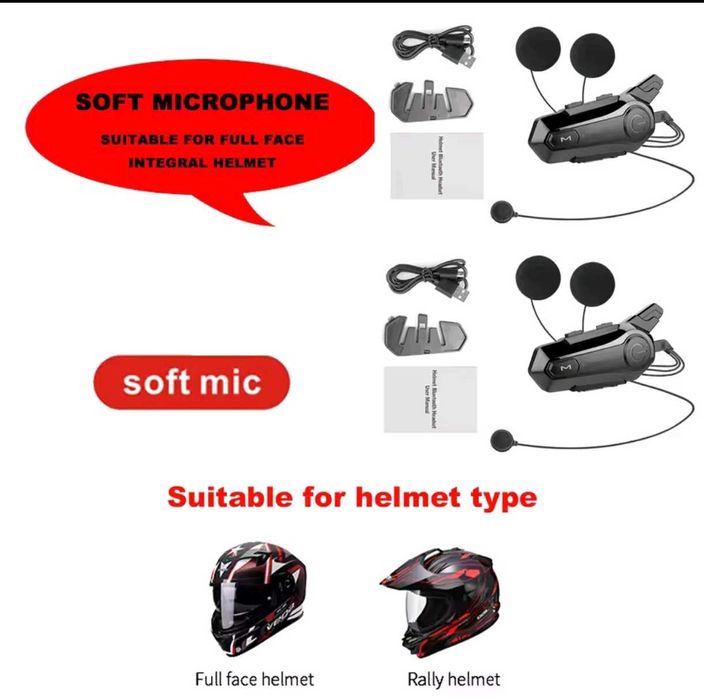 Intercom Catemay X1Plus 2szt,BT5.0,Soft,1000m,800mAh,IPX6,motor,skuter