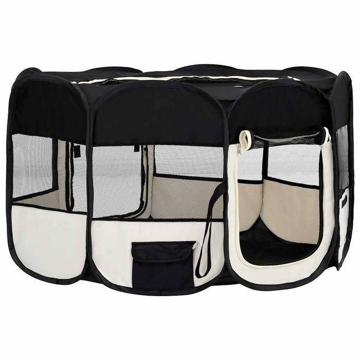 NOVO - Parque dobrável p/ cão c/ saco de transporte 145x145x61cm preto