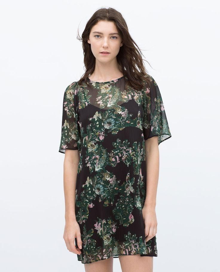 Zara Women sukienka mini floral rozszerzane rękawy