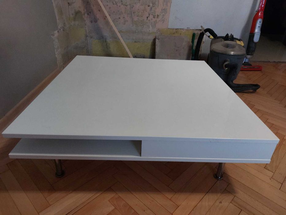 IKEA TOFTERYD Stolik kawowy, połysk biały, 95x95cm