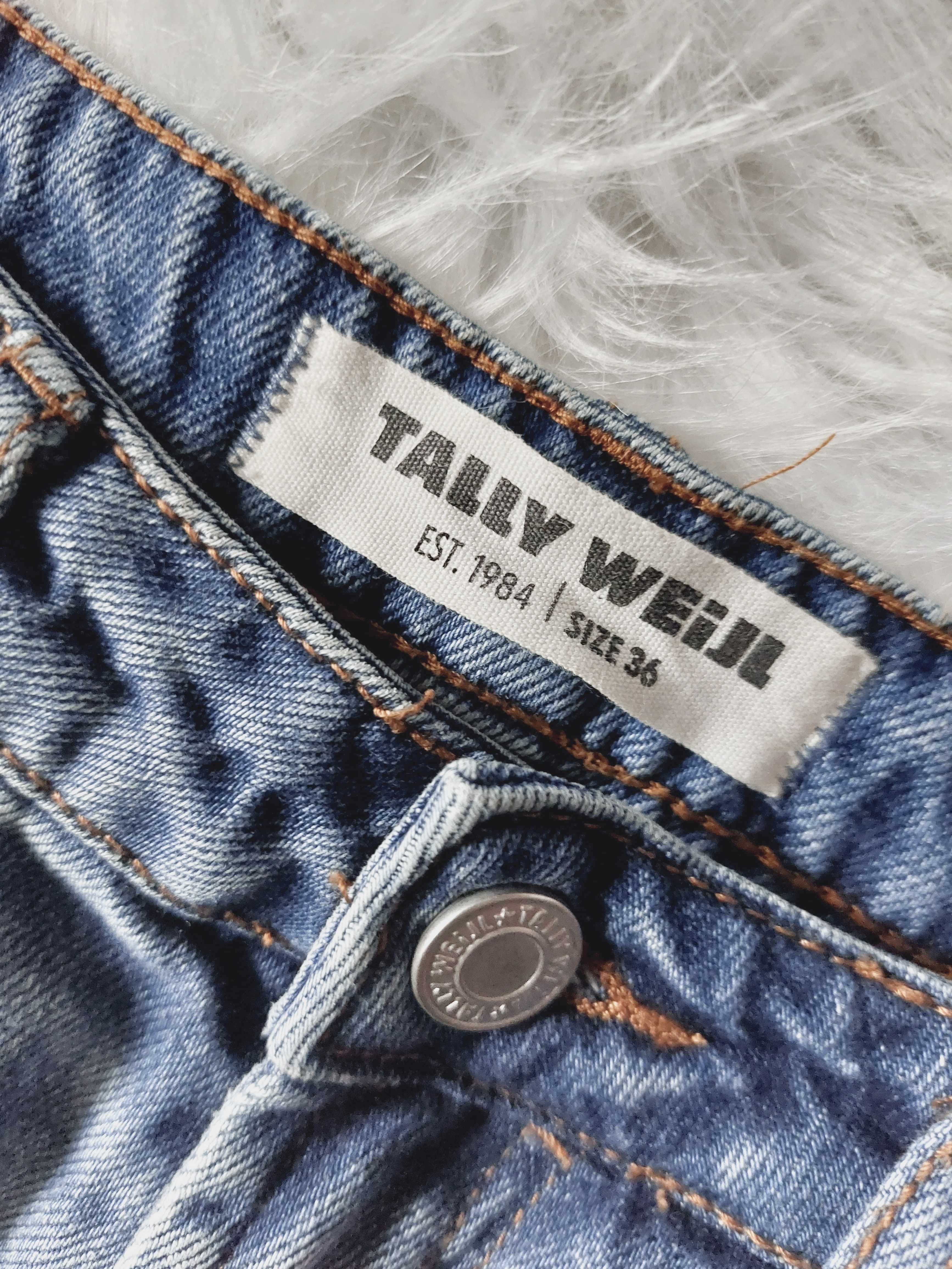 Tally Weijl dżinsy jeansy z rozcięciami wysoki xs s m mom boyfriend