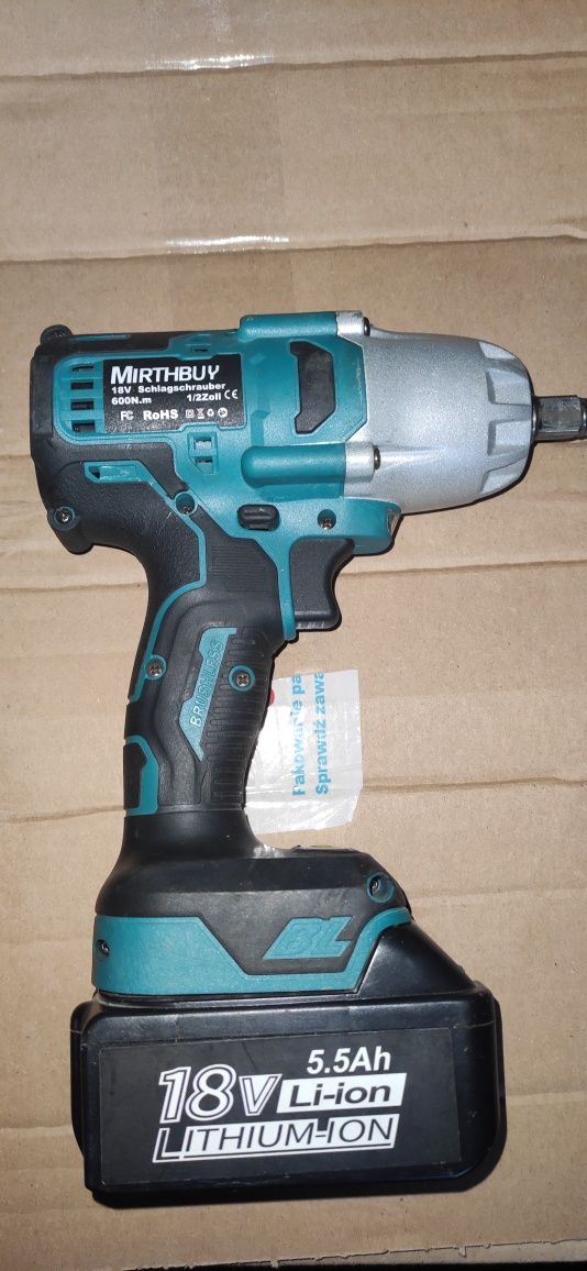 KLUCZ UDAROWY i bateria jak Makita 600Nm 18V brzeszczotkowy zakretarka