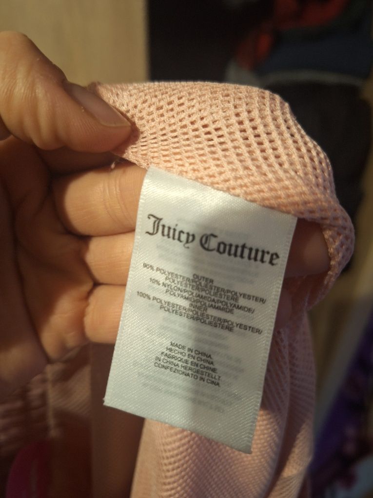 Juicy couture dresy spodnie śliskie ortalion dziury na kolanach odblas