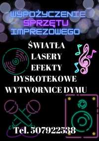 Sprzęt imprezowy stroboskop laser muzyka