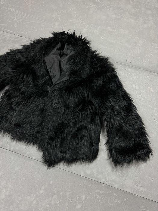 Czarne damskie futerko coquette ciepłe kurtka y2k (XS/S) vintage retro