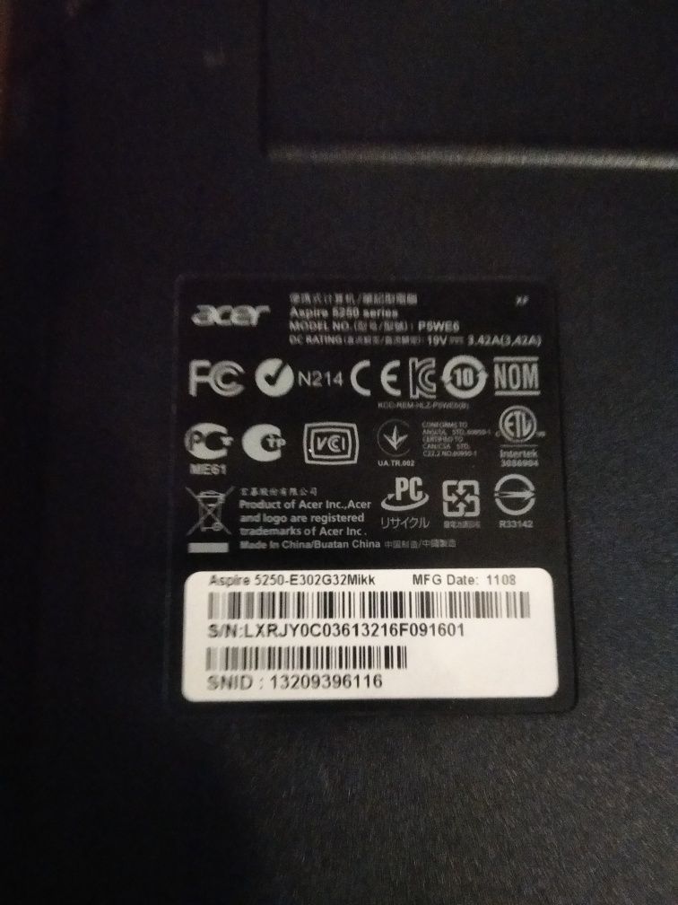 Ноутбук Acer aspire 5250 Series