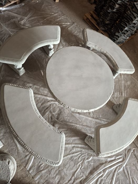 Набір стол Стіл + Лави лавки скамейки з якісного бетона. Садові меблі.