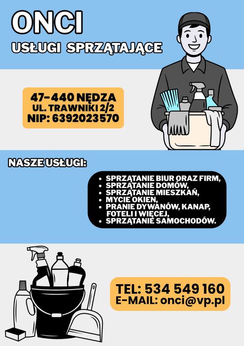 ONCI Usługi Sprzątające | Racibórz, Rybnik, Wodzisław Śląski i okolice
