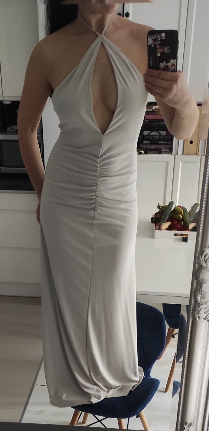 Nowa suknia Zara maxi M odkryte plecy z dekoltem