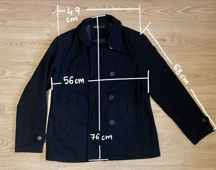Casaco Peacoat Lã Preto Lefties, XL