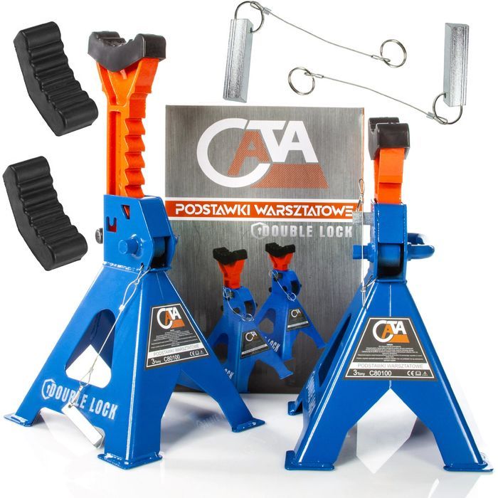 2X Kobyłki 3T Podstawki Warsztatowe Podpory Z Blokadą Gumą Pinem Reg