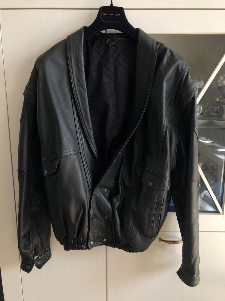 skóra naturalna skórzana kurtka vintage bomber bezrękawnik